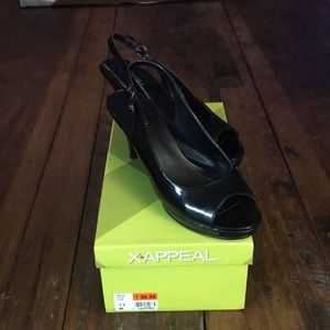 Women’s X-Appeal Black Peep Toe Heels
